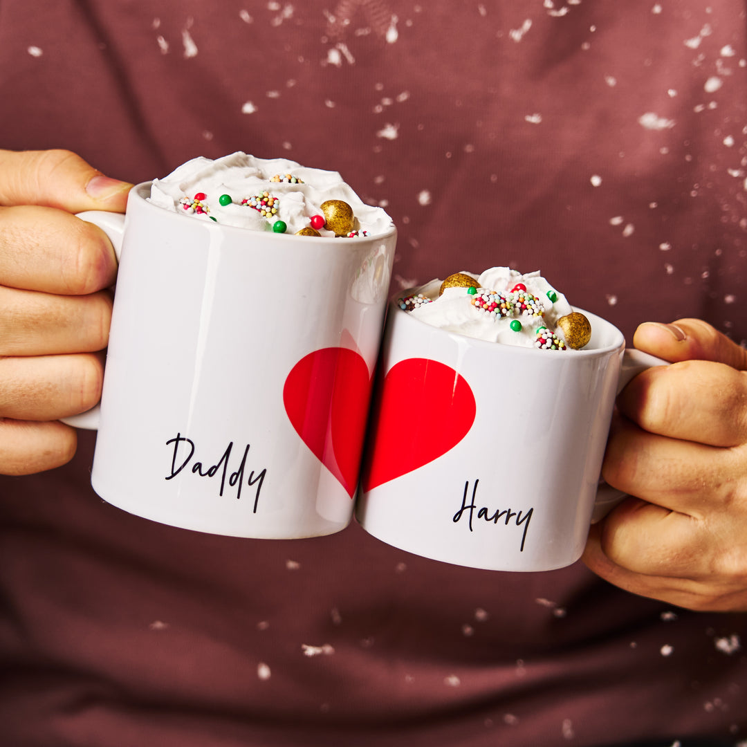 Personalised Daddy And Me Heart Mug Set