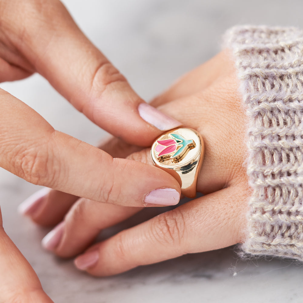 Enamelled Tulip Ring