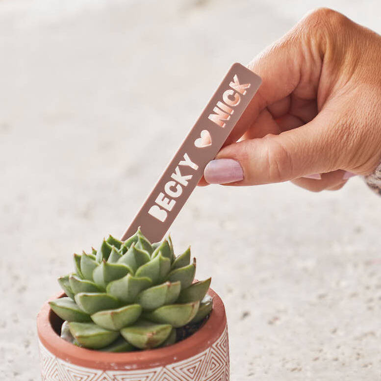 Close Up of name Personalisation on Plant Markers