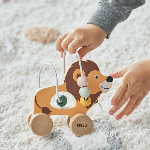 Personalised Wooden Lion Pull Along Toy