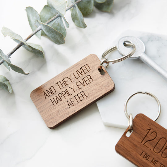 Personalised Wedding Date Wooden Keyring