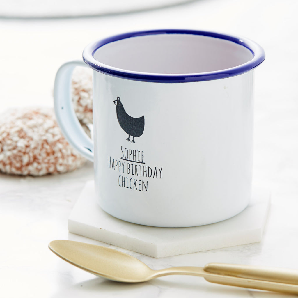 Personalised Chicken Enamel Mug
