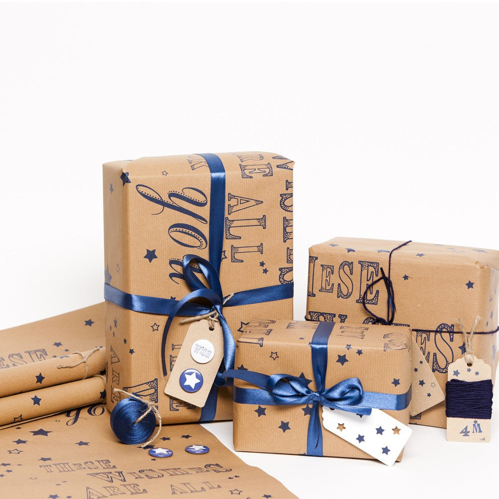 Recycled Brown 'These Wishes' Gift Wrap