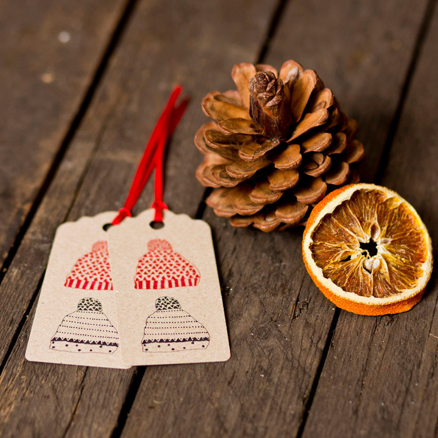 Woolly Hats Brown Christmas Gift Tags