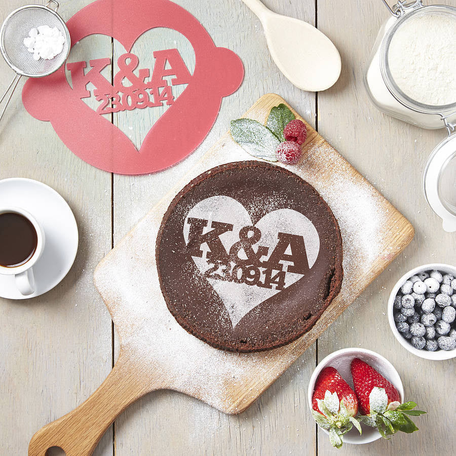 Personalised Special Date Heart Cake Stencil