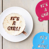 Baby Gender Announcement Coffee Stencil