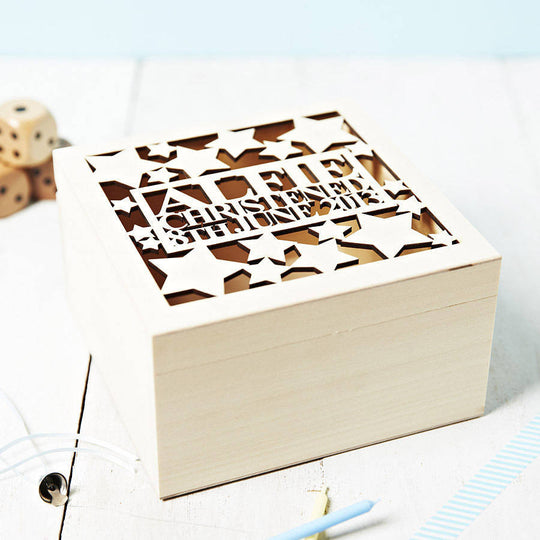 Personalised Star Christening Keepsake Box