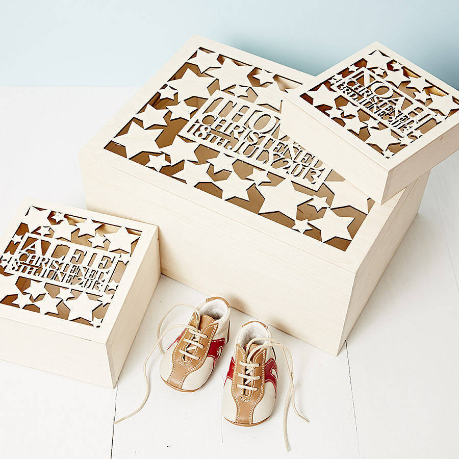 Personalised Star Christening Keepsake Box