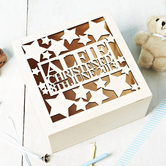 Personalised Star Christening Keepsake Box