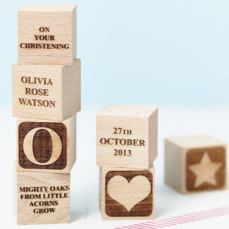 Personalised Christening Heart Building Block