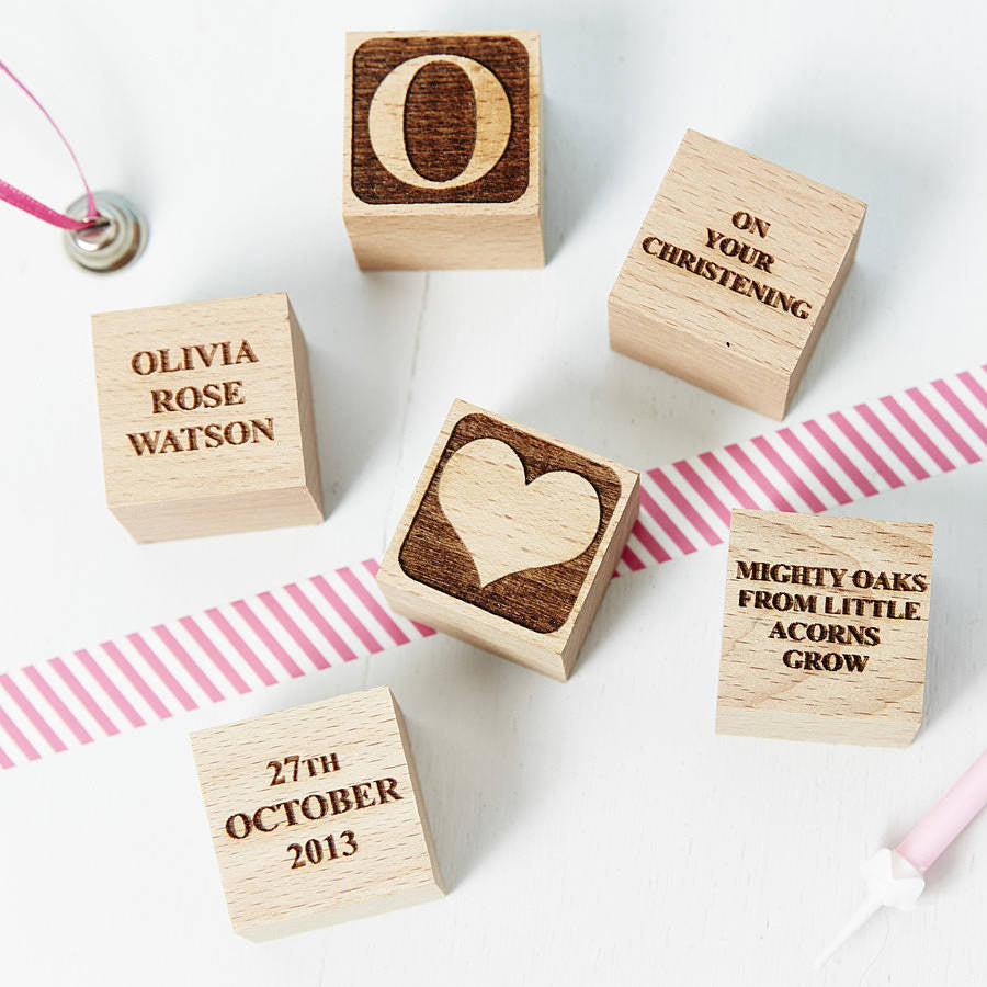 Personalised Christening Heart Building Block