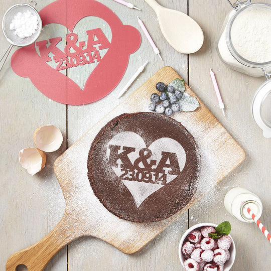 Personalised Special Date Heart Cake Stencil