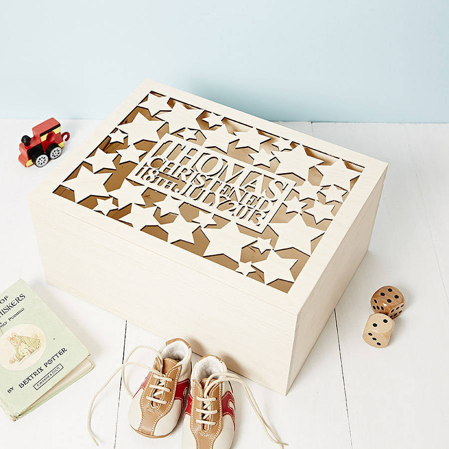 Personalised Star Christening Keepsake Box