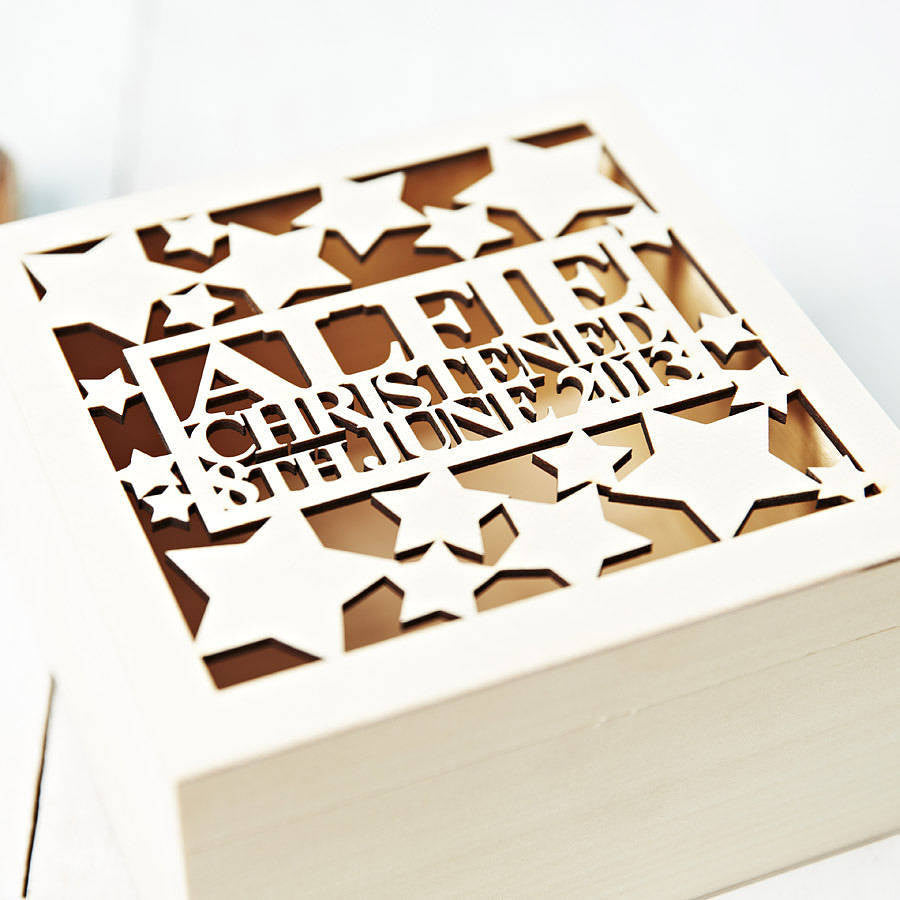 Personalised Star Christening Keepsake Box