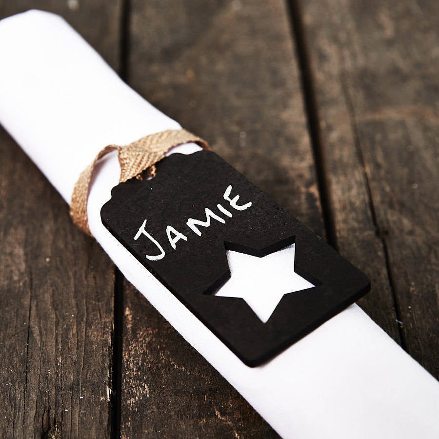 Personalised Blackboard Napkin Tie Place Name