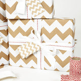 White Chevron Brown Christmas Wrapping Paper