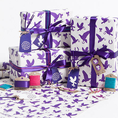 Recycled Love Birds Violet Gift Wrap