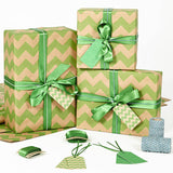 Recycled Green Chevron White Wrapping Paper