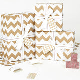 White Chevron Brown Christmas Wrapping Paper