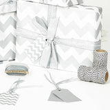 Silver Chevron White Wrapping Paper