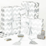 Silver Chevron White Wrapping Paper