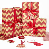 Red Chevron Brown Christmas Wrapping Paper