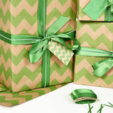 Recycled Green Chevron White Wrapping Paper