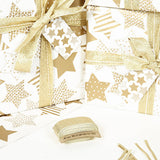 Gold Stars White Wrapping Paper