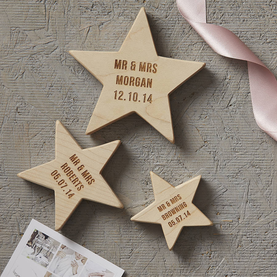 Personalised Wedding Keepsake Wooden Star