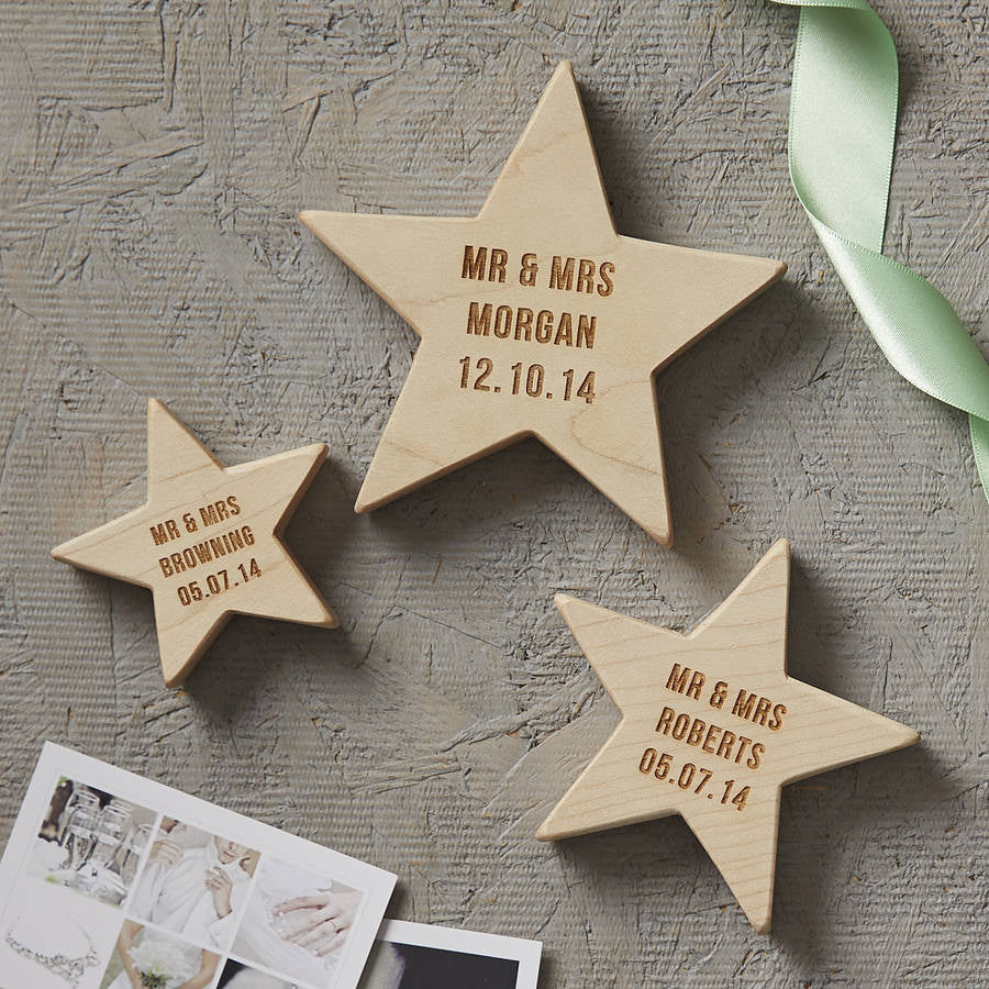 Personalised Wedding Keepsake Wooden Star