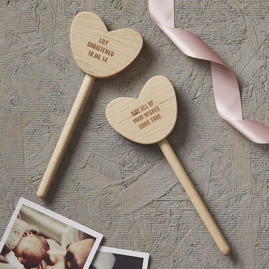 Personalised Christening Keepsake Heart Wand