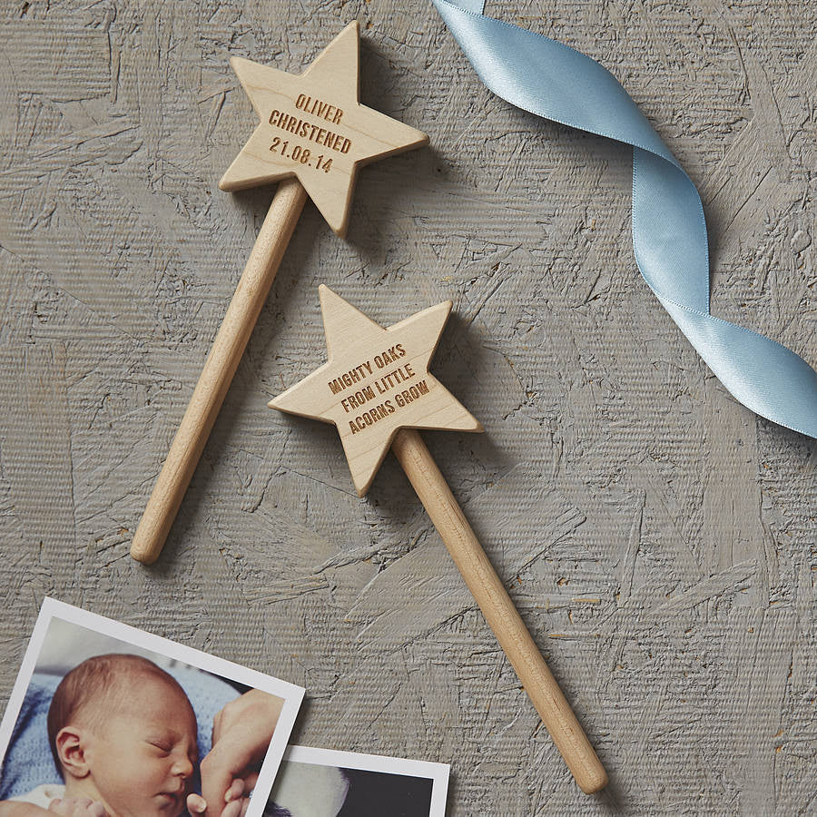 Personalised Christening Keepsake Star Wand