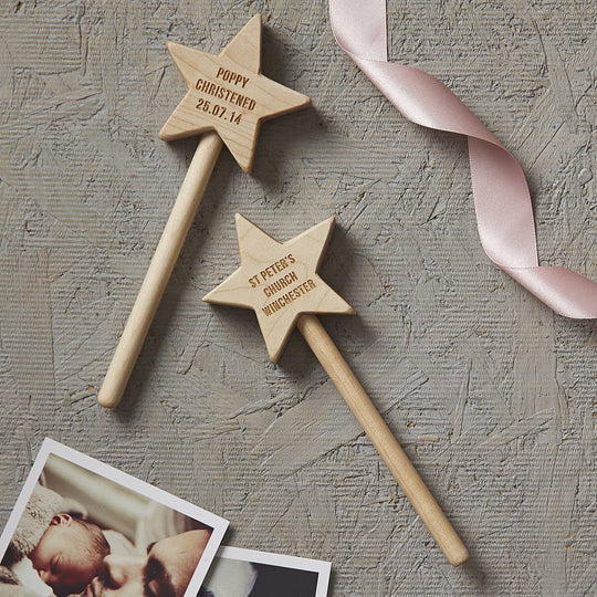 Personalised Christening Keepsake Star Wand