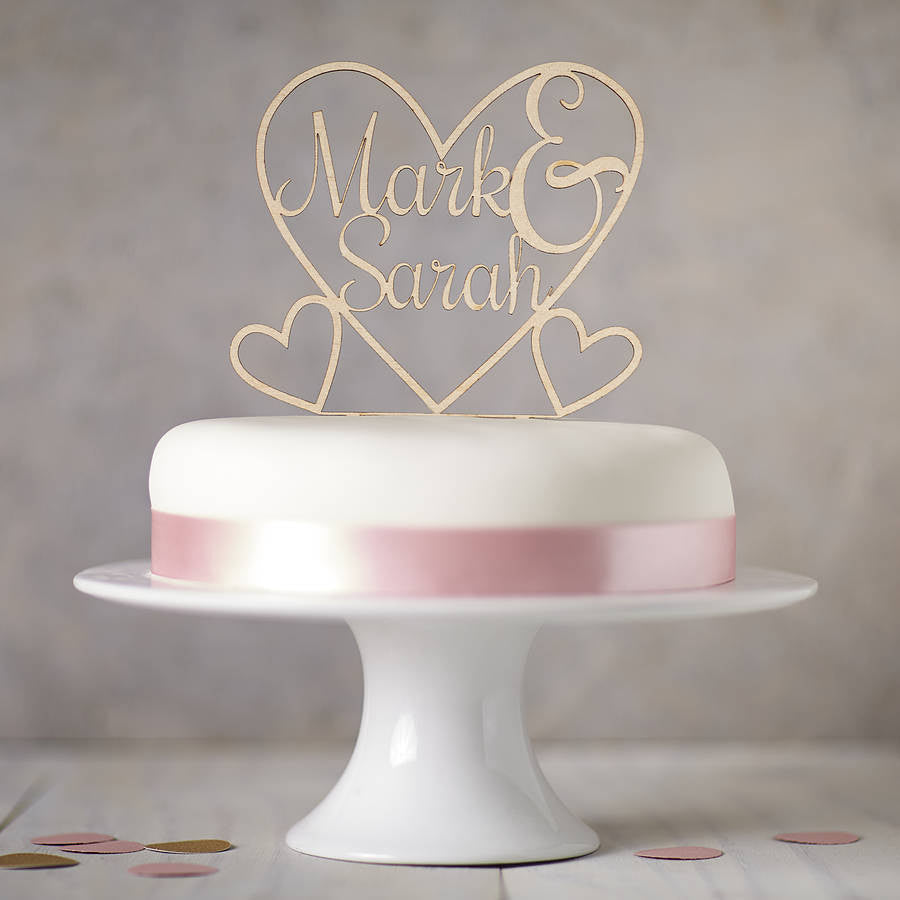 Personalised Wooden Heart Cake Topper