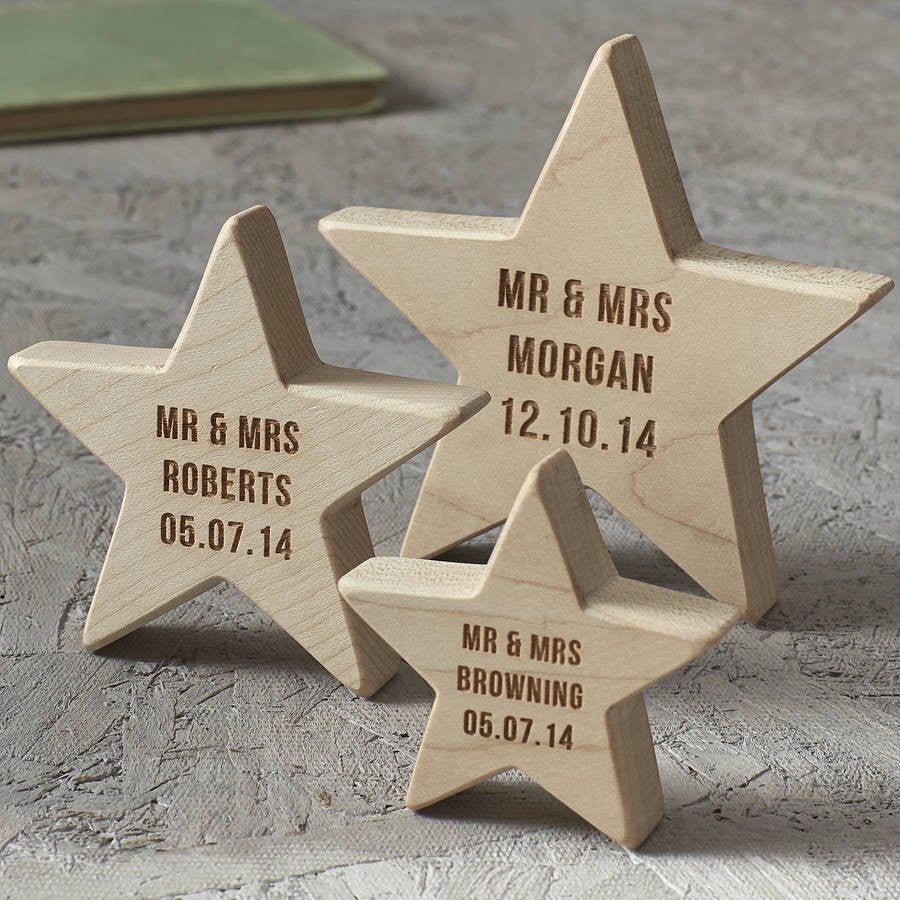 Personalised Wedding Keepsake Wooden Star