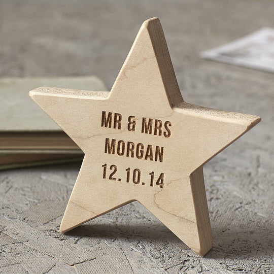 Personalised Wedding Keepsake Wooden Star