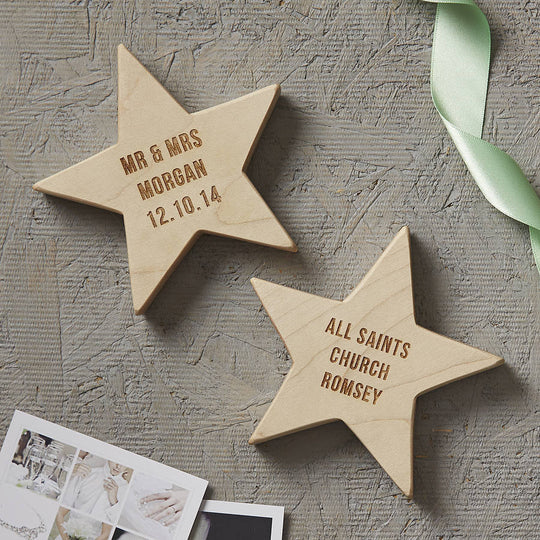 Personalised Wedding Keepsake Wooden Star