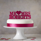 Personalised Mr 'Heart' Mrs Cake Topper