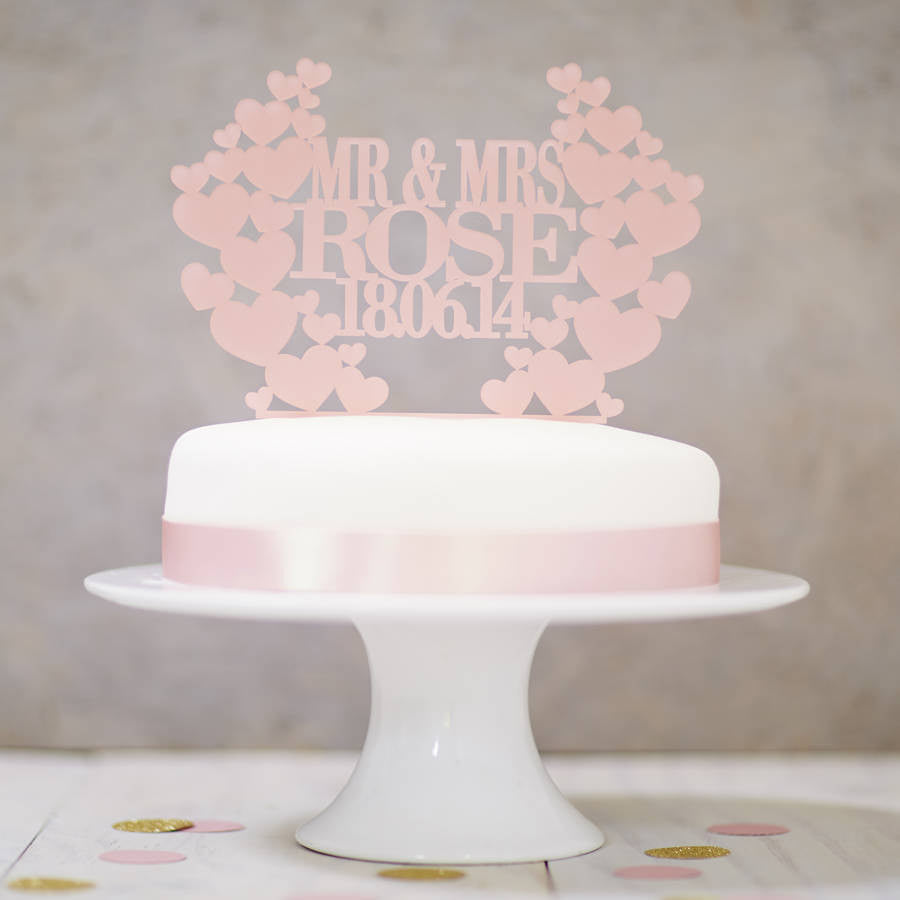 Personalised Heart Wreath Wedding Cake Topper