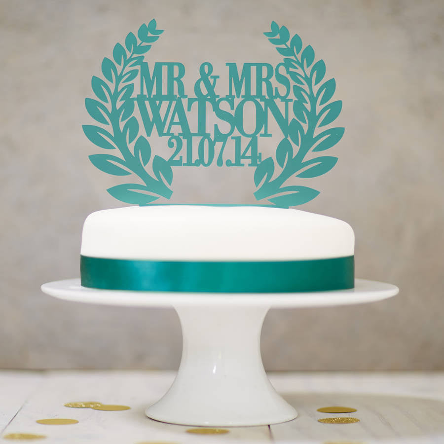 Personalised Wreath Wedding Cake Topper