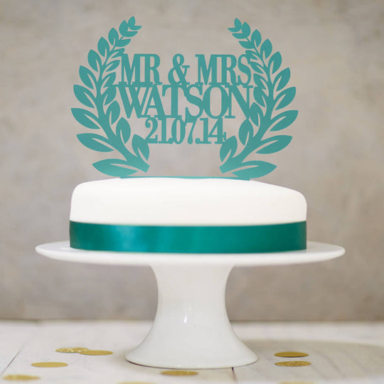 Personalised Wreath Wedding Cake Topper