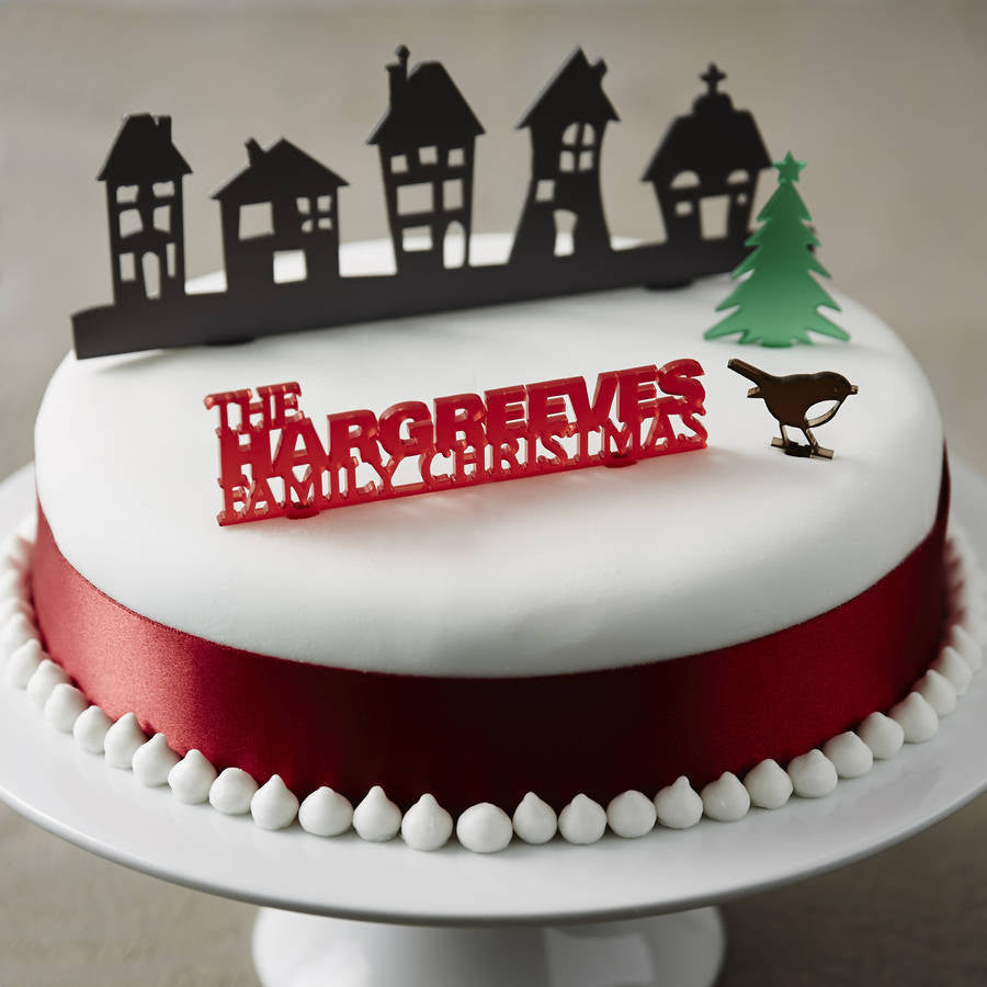 Personalised Traditional Christmas Cake Topper Set