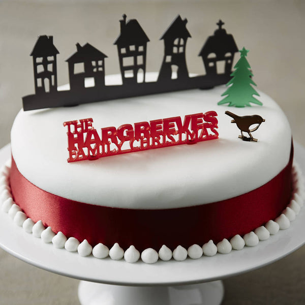 Personalised Traditional Christmas Cake Topper Set