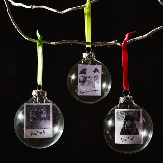 Neon Photo Glass Personalised Christmas Bauble