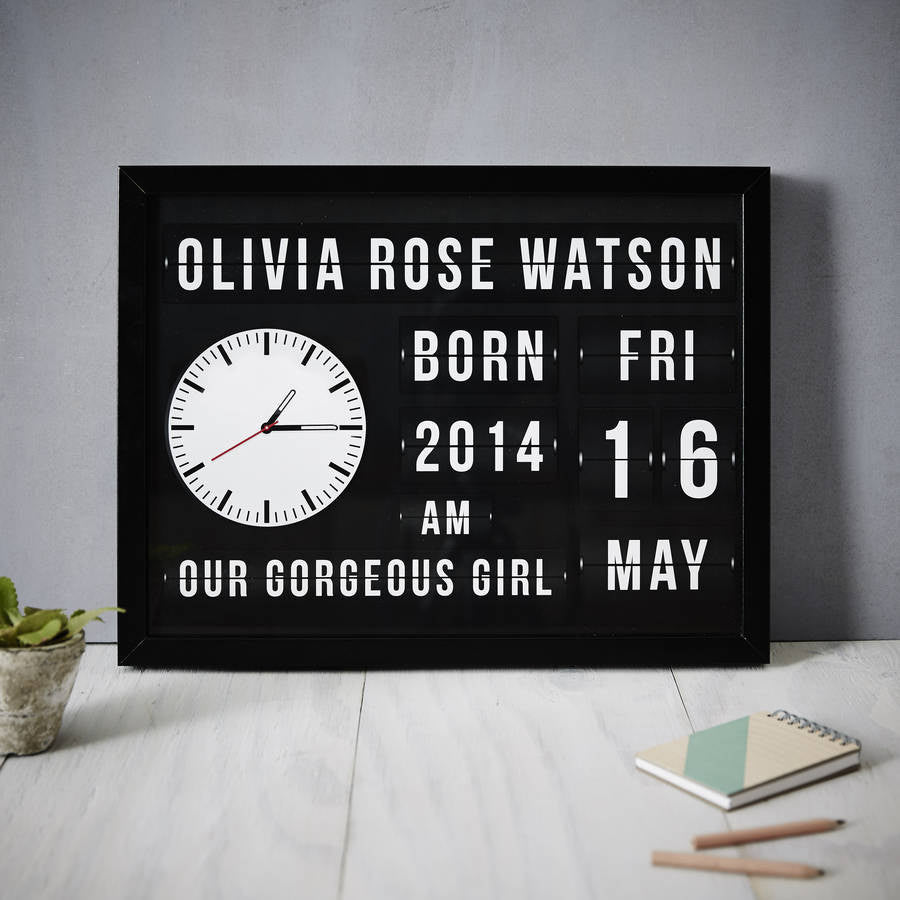 Flip Clock Personalised Baby Print