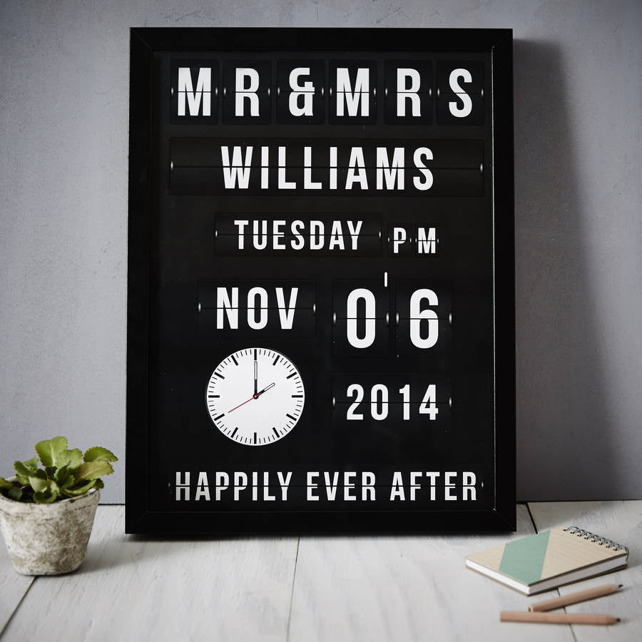 Flip Clock Personalised Wedding Print