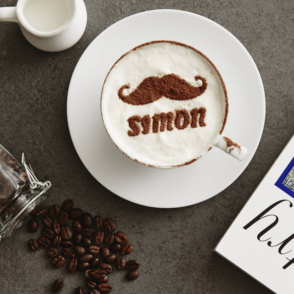 Personalised Moustache Hot Chocolate Stencil For Him