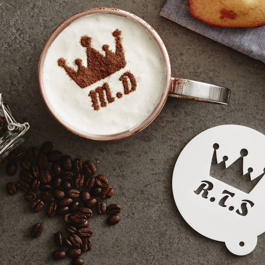 Personalised Crown Hot Chocolate Stencil For Him