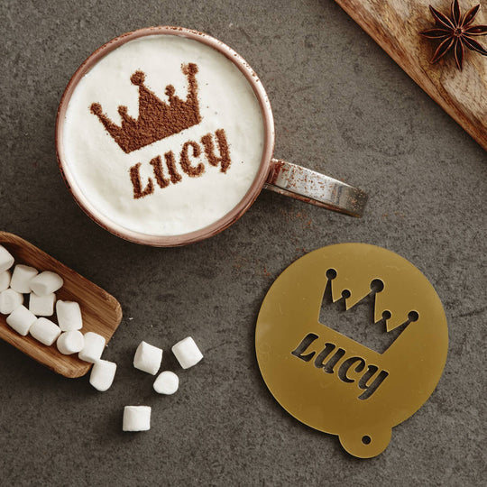 Personalised Crown Hot Chocolate Stencil For Her