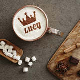 Personalised Crown Hot Chocolate Stencil For Her